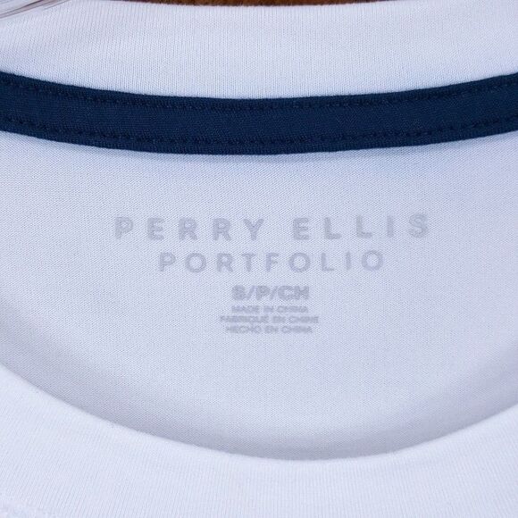 PERRY ELLIS Shirt Mens Small White Pullover Crew Deluxe Touch Soft Comfort - Picture 2 of 8